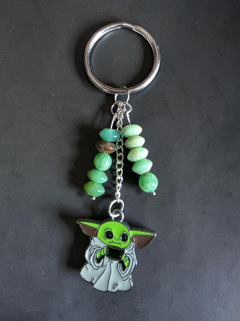 Styleandstone Grogu Green Jadeite Bead Keychain
​